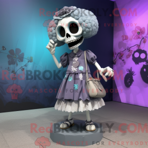 Grey Skull maskot kostume...