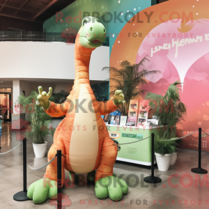 Peach Brachiosaurus mascot...