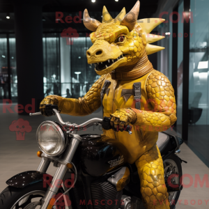 Gold Triceratops mascot...