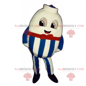 Rund karakter maskot i blå stribede bukser - Redbrokoly.com