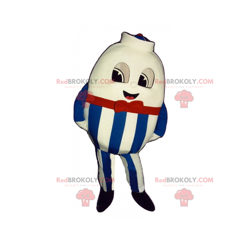 Mascotte rond karakter in blauw gestreepte broek - Mascotte rond karakter in blauw gestreepte broek -