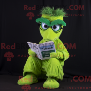 Limegrøn Emu maskot kostume...