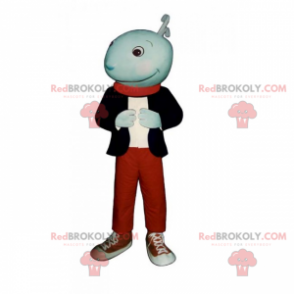 Mascote do personagem sorridente com basquete - Redbrokoly.com