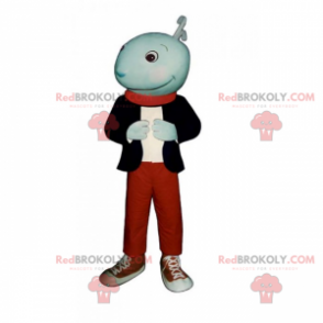 Smiling character mascot with basketball - Redbrokoly.com