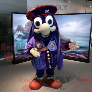 Navy Plum mascottekostuum...