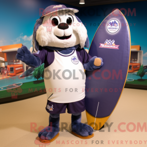 Navy Plum mascot costume...