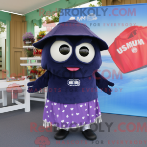 Navy Plum mascottekostuum...