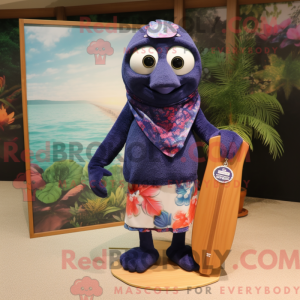 Navy Plum mascot costume...