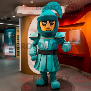 Teal Roman Soldier mascot...