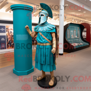 Teal Roman Soldier mascot...