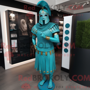 Teal Roman Soldier mascot...