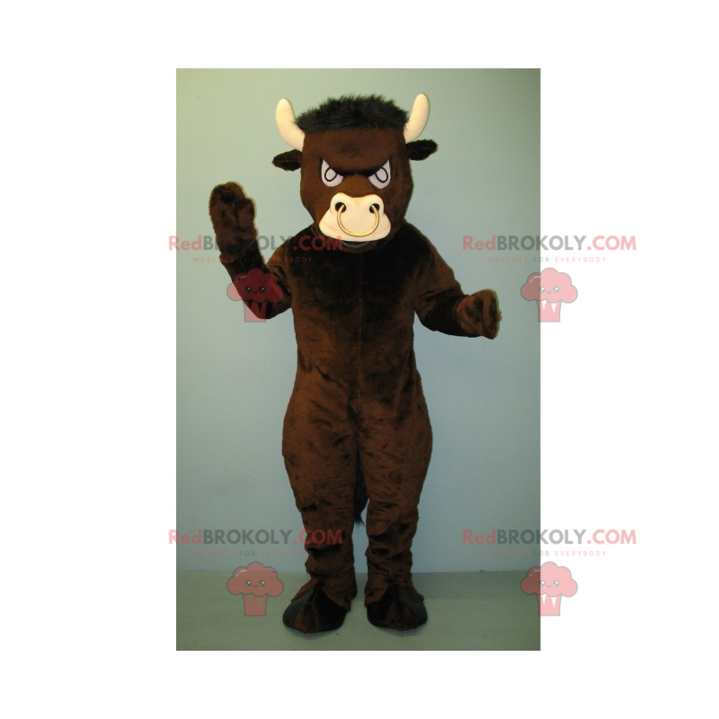 Angry little ox mascot with white horns - Redbrokoly.com