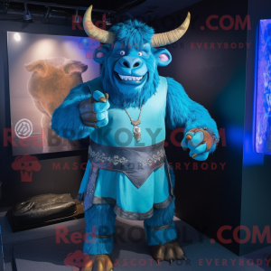 Blue Minotaur mascot...