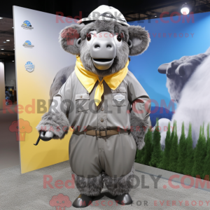 Grå Buffalo maskot kostyme...