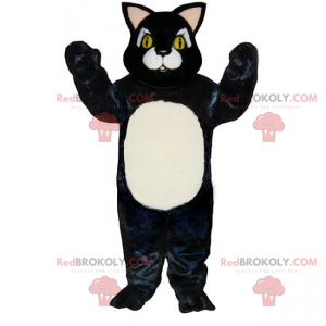 Mascotte de petit chat noir au ventre blanc - Redbrokoly.com