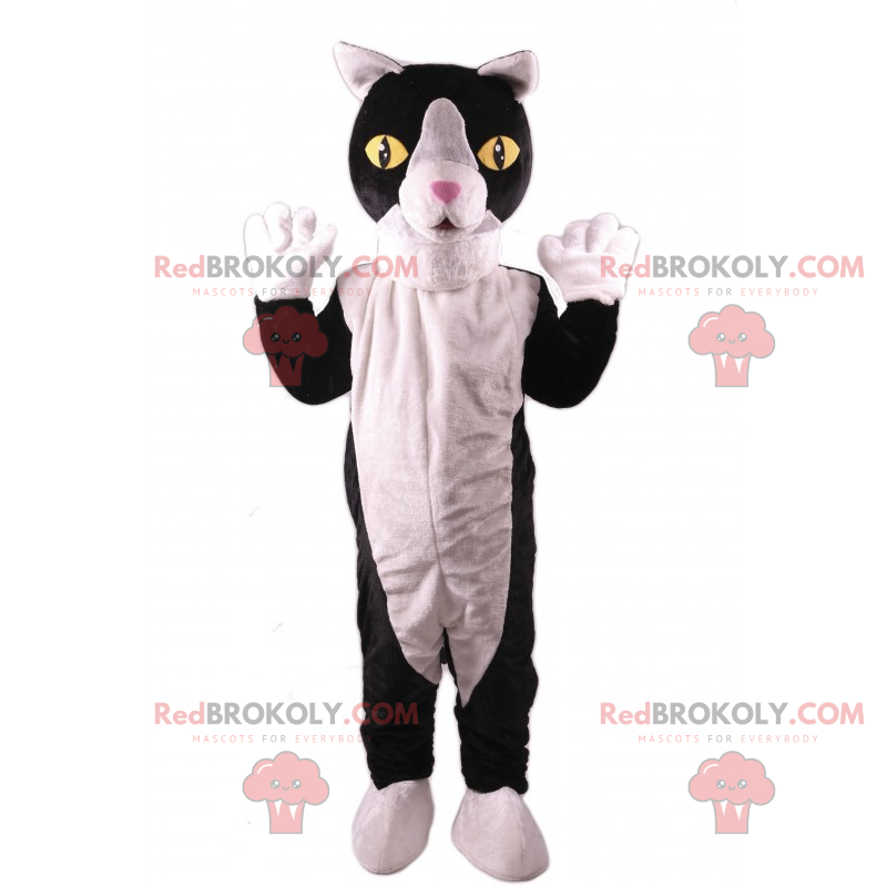 Maskot černá a bílá kočka - Redbrokoly.com