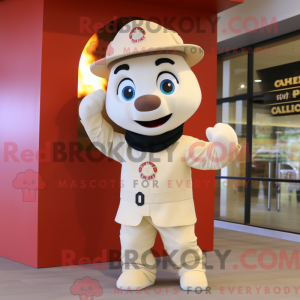 Cream Fire Fighter maskot...