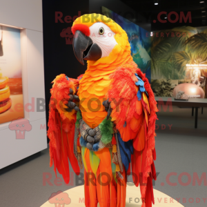 Orange Macaw maskot kostume...