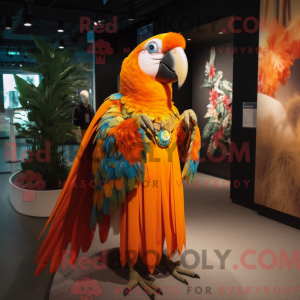 Orange Macaw maskot kostume...
