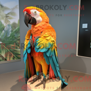 Orange Macaw maskot kostume...