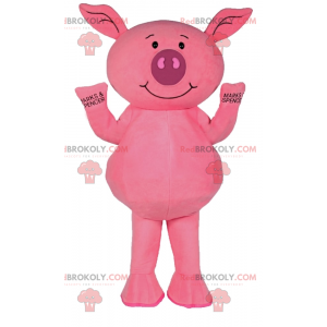 Mascote porquinho rosa sorrindo - Redbrokoly.com
