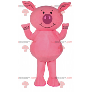 Kleines rosa Schweinemaskottchen lächelnd - Redbrokoly.com