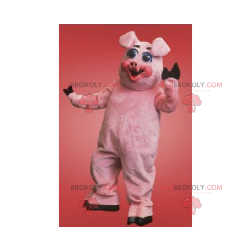 Porquinho mascote sorridente - Redbrokoly.com