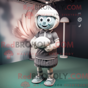 Gray Rugby Ball mascot...