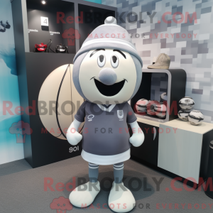 Gray Rugby Ball mascot...