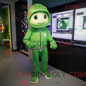 Grøn computer maskot...