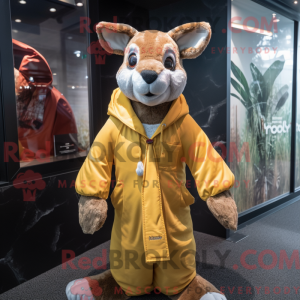 Guld kænguru maskot kostume...
