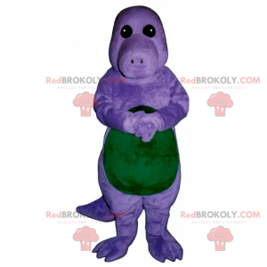 Mascotte de petit dino violet et vert - Redbrokoly.com