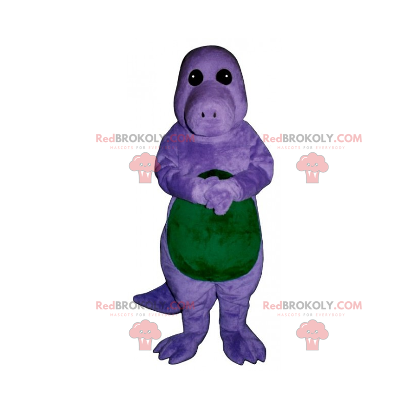 Kleine paarse en groene dino-mascotte - Redbrokoly.com