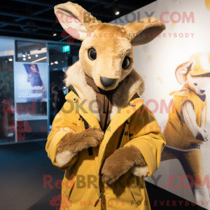 Fantasia de mascote de canguru dourado com parca e cachecóis - Mascotes canguru - REBROKO_258914 - RedBrokoly.com