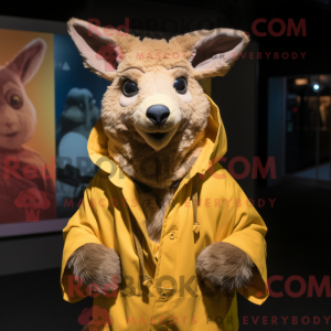 Guld kænguru maskot kostume...