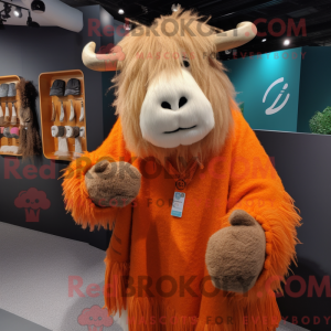 Orange Yak maskot kostume...