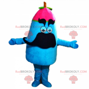 Mascote azul com boné rosa - Redbrokoly.com