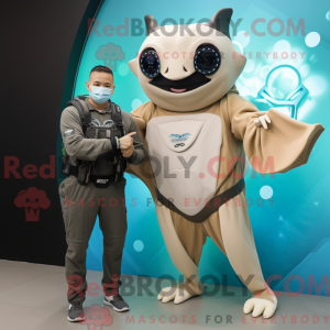 Tan Manta Ray mascot...