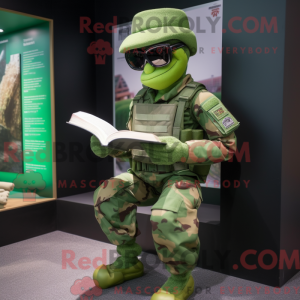 Grøn Soldier maskot kostume...