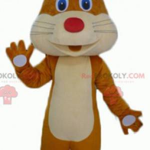 Mascote coelho fofo e jovial marrom e bege - Redbrokoly.com