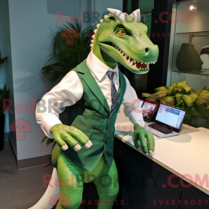 Grøn Iguanodon maskot...