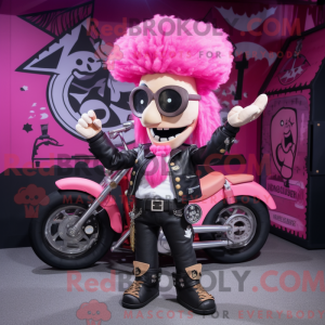 Rosa piratamaskotdraktfigur...