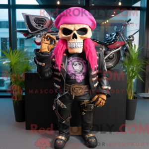 Rosa piratamaskotdraktfigur...