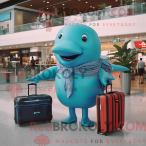 Turquoise Blue Whale mascot...
