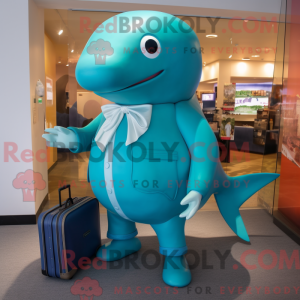 Turquoise Blue Whale mascot...