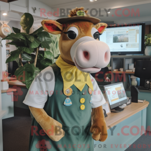 Olive Guernsey Cow maskot...