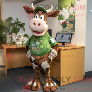 Olive Guernsey Cow maskot...