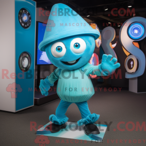 Cyan Plate Spinner maskot...