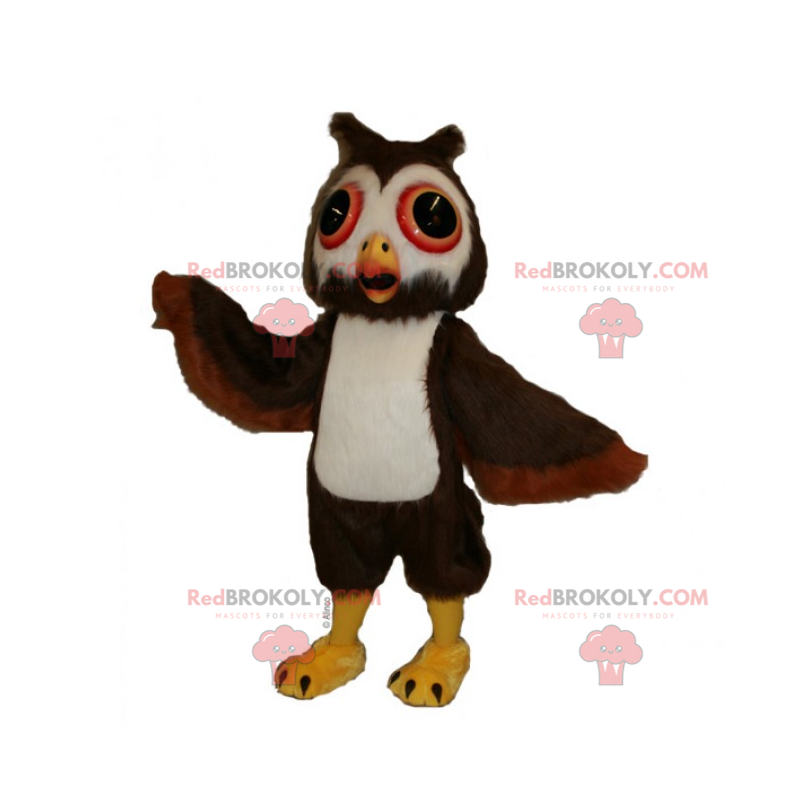 Lille ugle maskot med store øjne - Redbrokoly.com