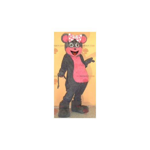 Mascotte del topo grigio e rosa - Redbrokoly.com